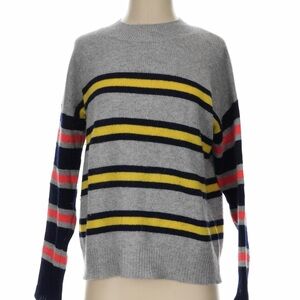 Aqua Gray Sweater with Yellow and Pink Stripes